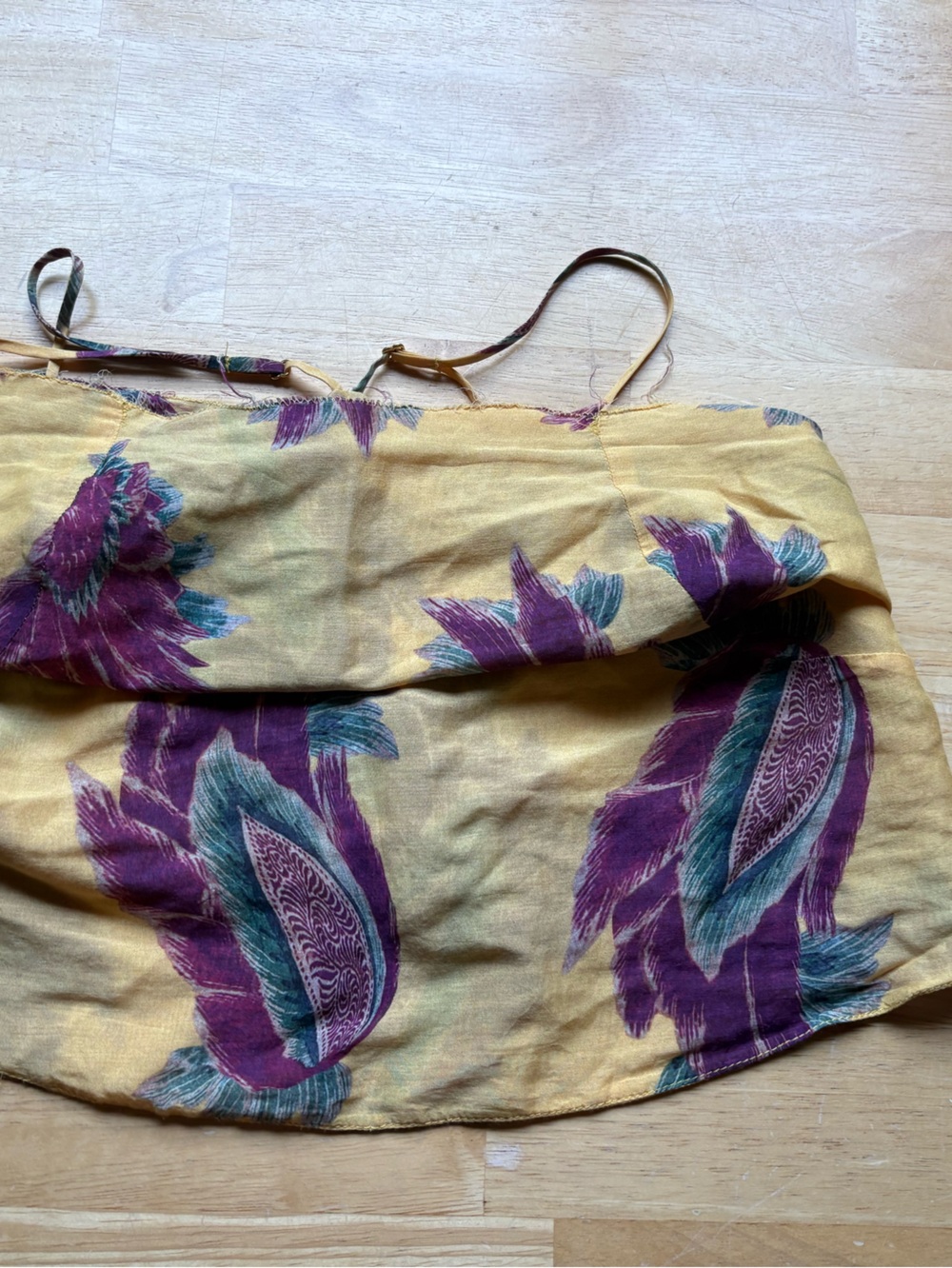 Floral Yellow and Purple Strapless Top